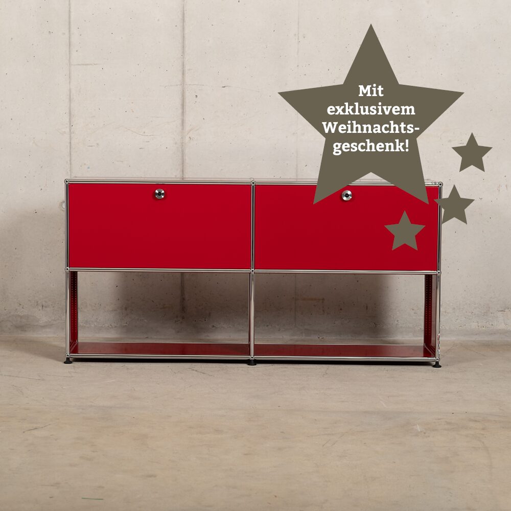 USM Haller Regal rubinrot secondhand mit Weihnachtsgeschenk