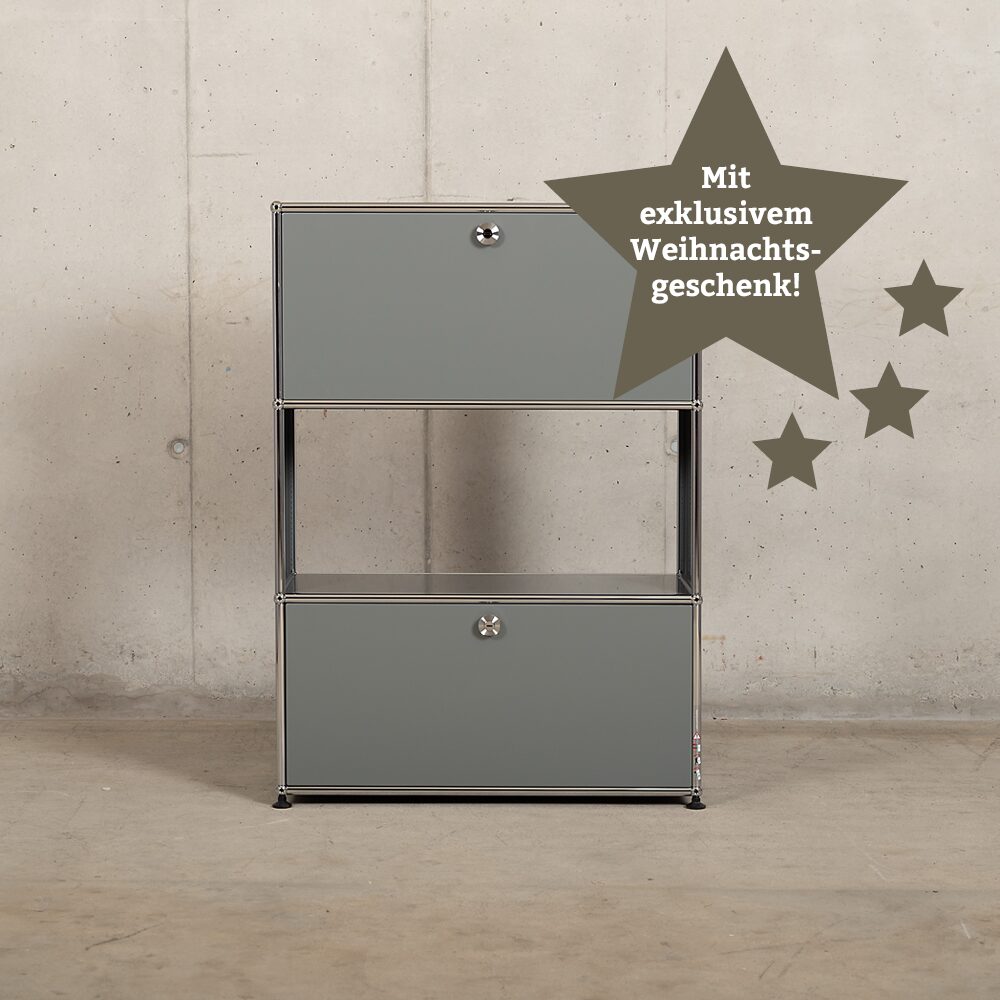 USM Haller Regal secondhand mittelgrau mit Weihnachtsgeschenk