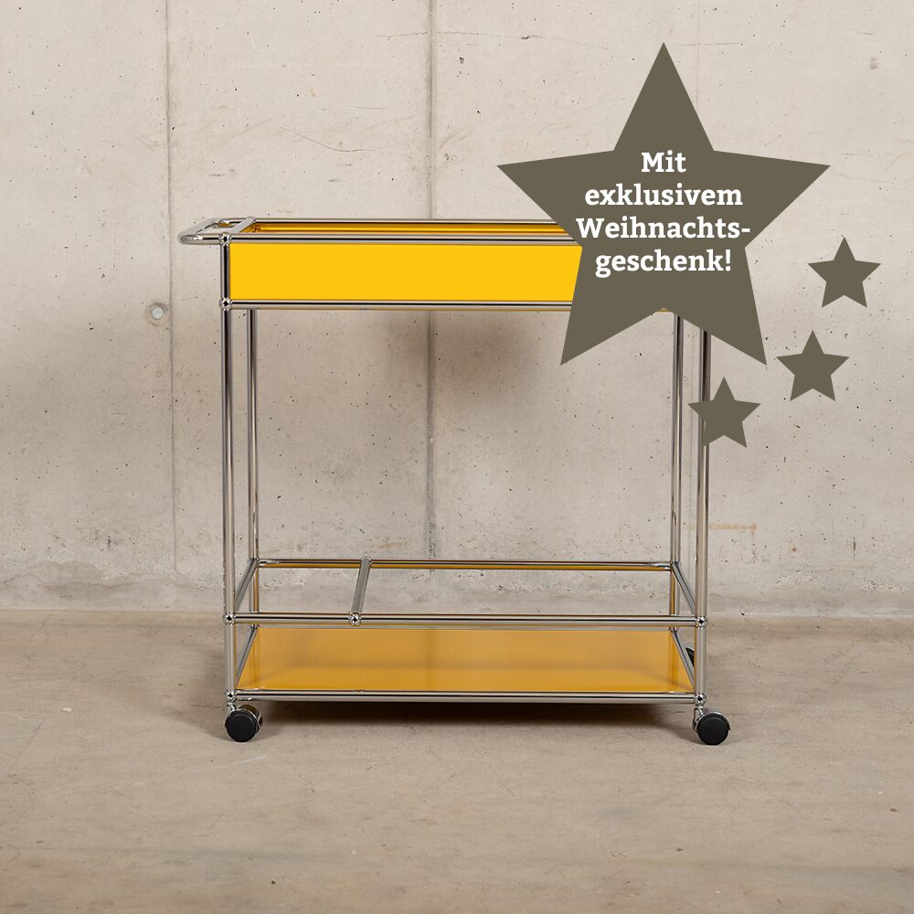 USM Haller Servierwagen secondhand mit Weihnachtsgeschenk